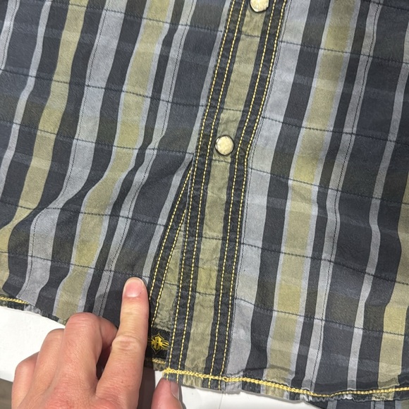 Harley-Davidson Men's Green and Gray Plaid Shirt - Picture 11 of 12